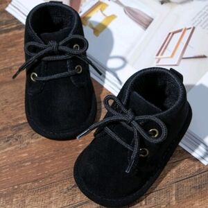 Stylish Black Kids Shoes Crib Shoes Soft Shoes 6-12 Months